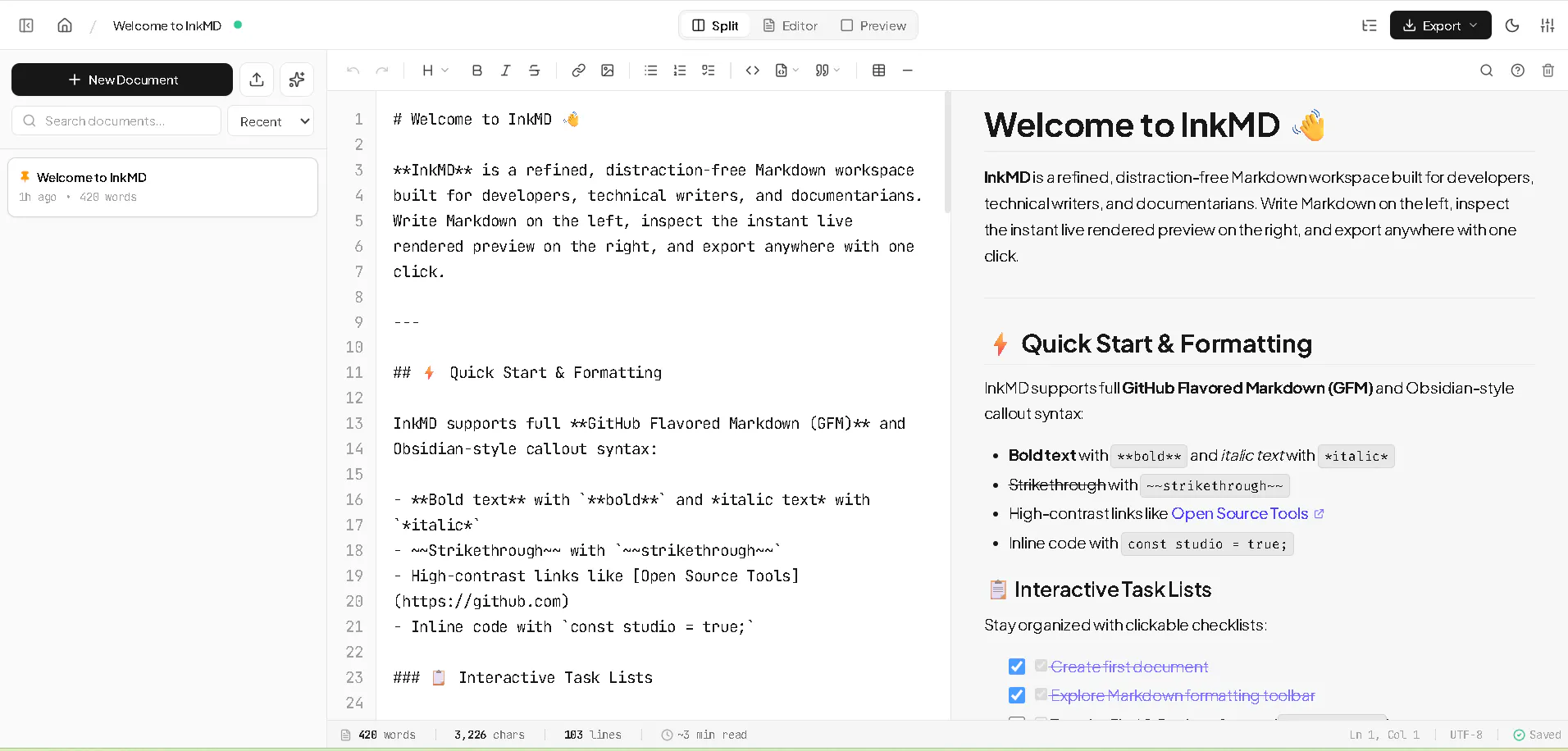 InkMD — Markdown Editor gallery image