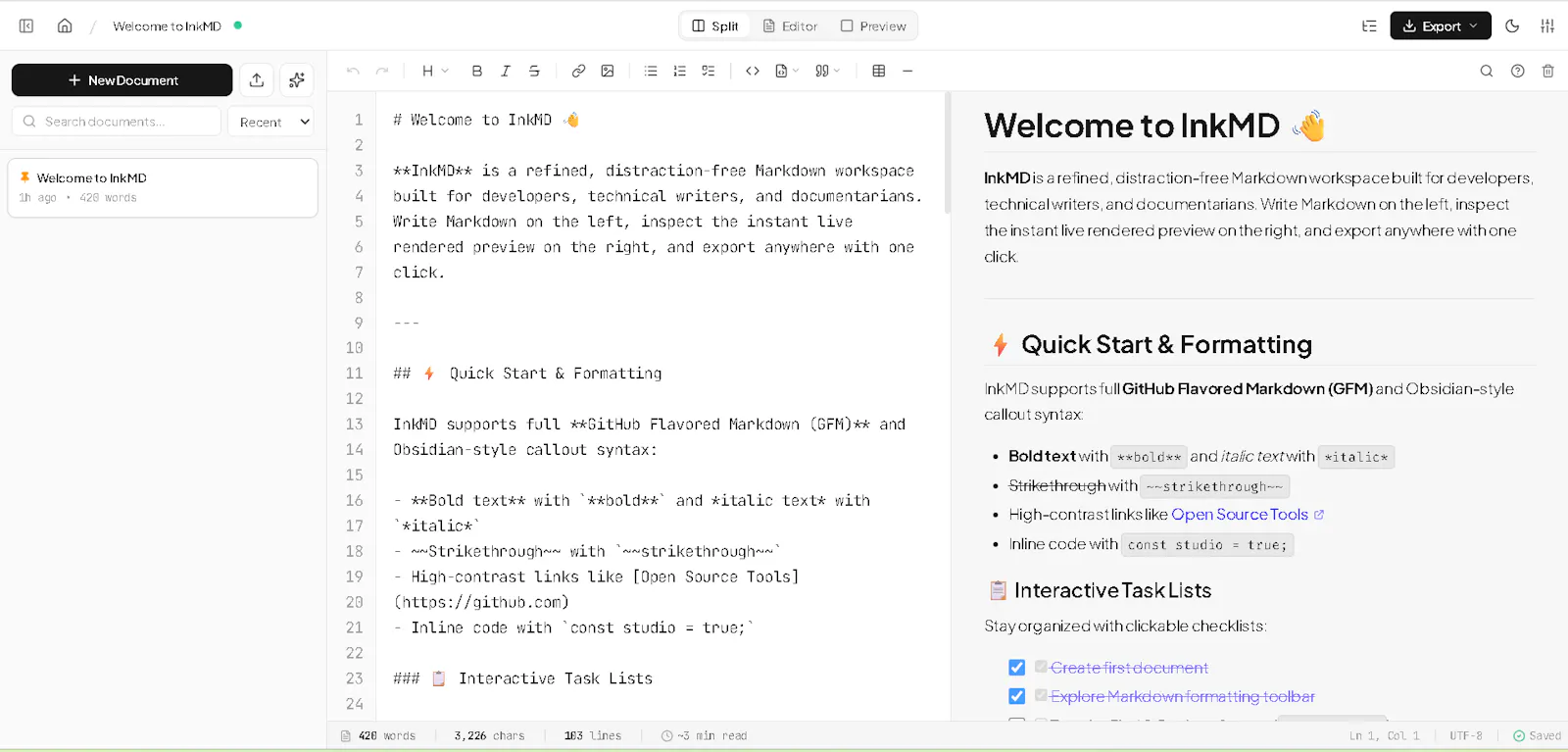 InkMD — Markdown Editor screenshot 2