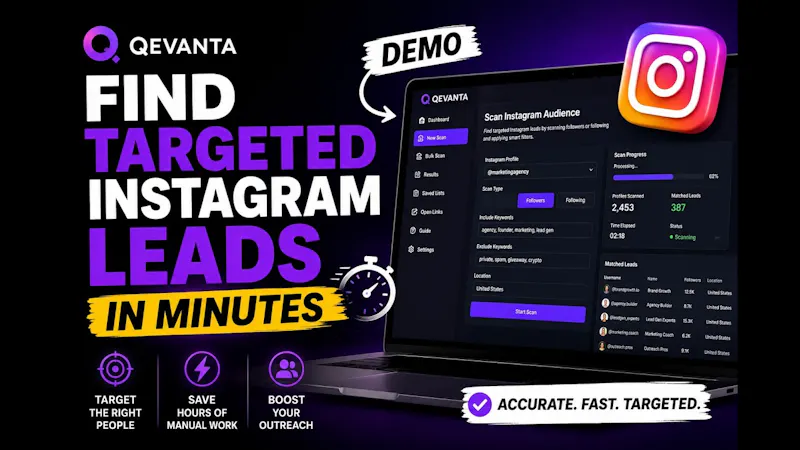 Qevanta Instagram Lead Discovery screenshot 1 (video preview)