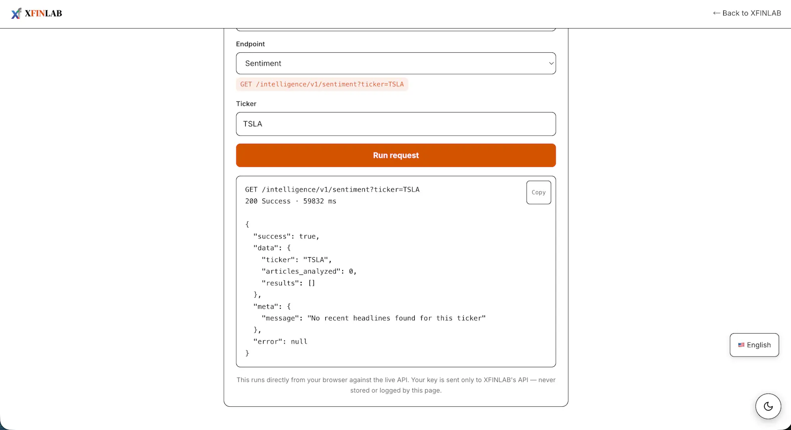 XFINLAB Intelligence API screenshot 3