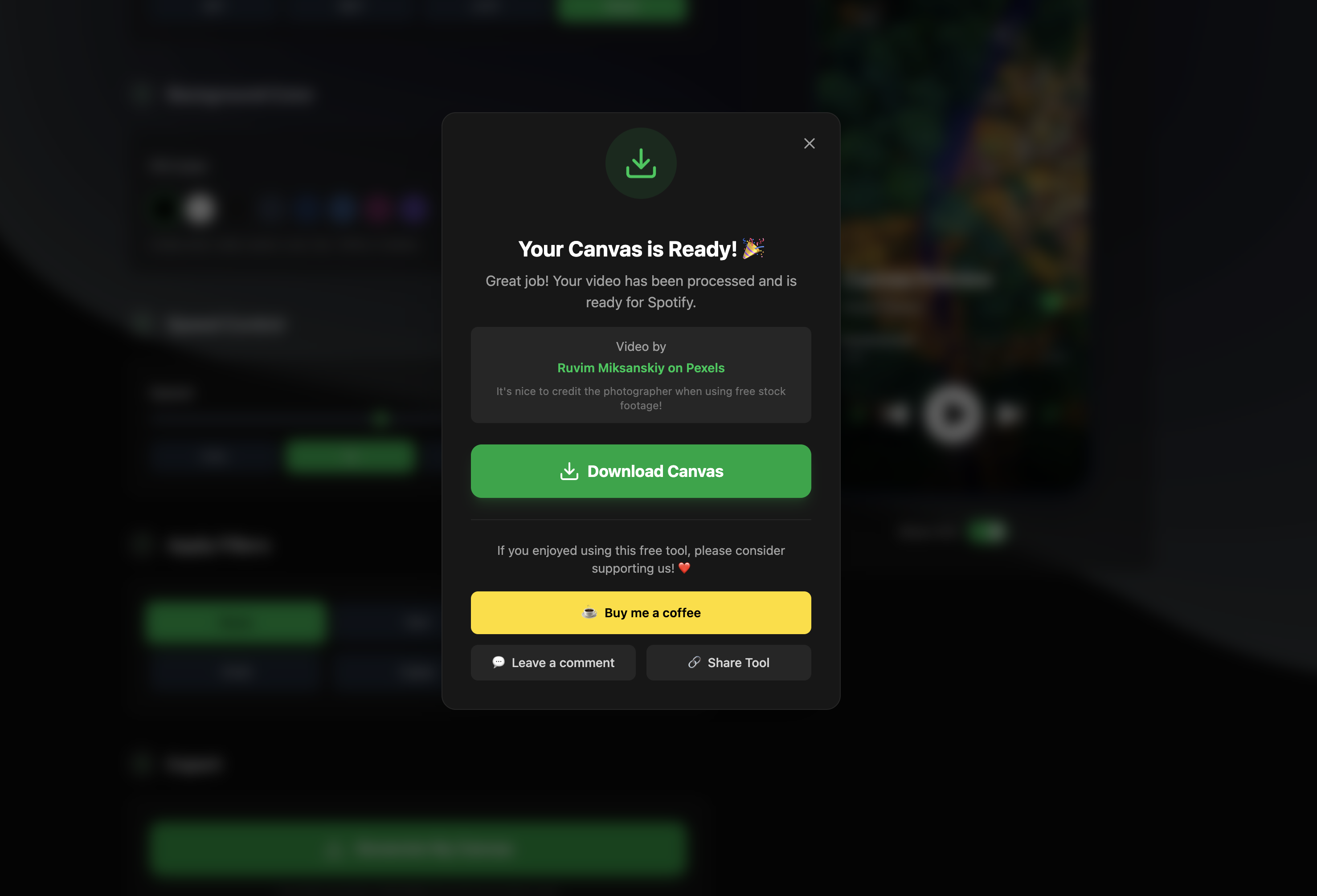 Spotify Canvas Maker - Screenshot 3 showing product features and functionality
