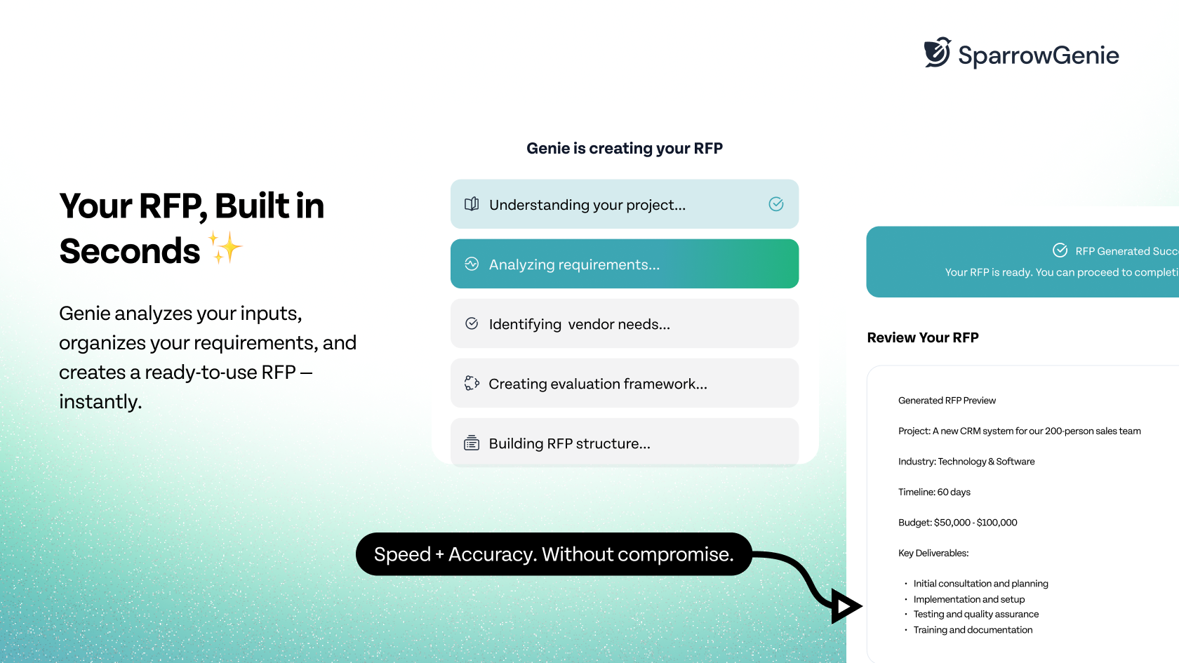 Free RFP Generator by SparrowGenie gallery image