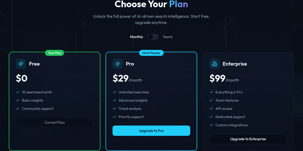 SearchAI - Screenshot 2 showing product features and functionality