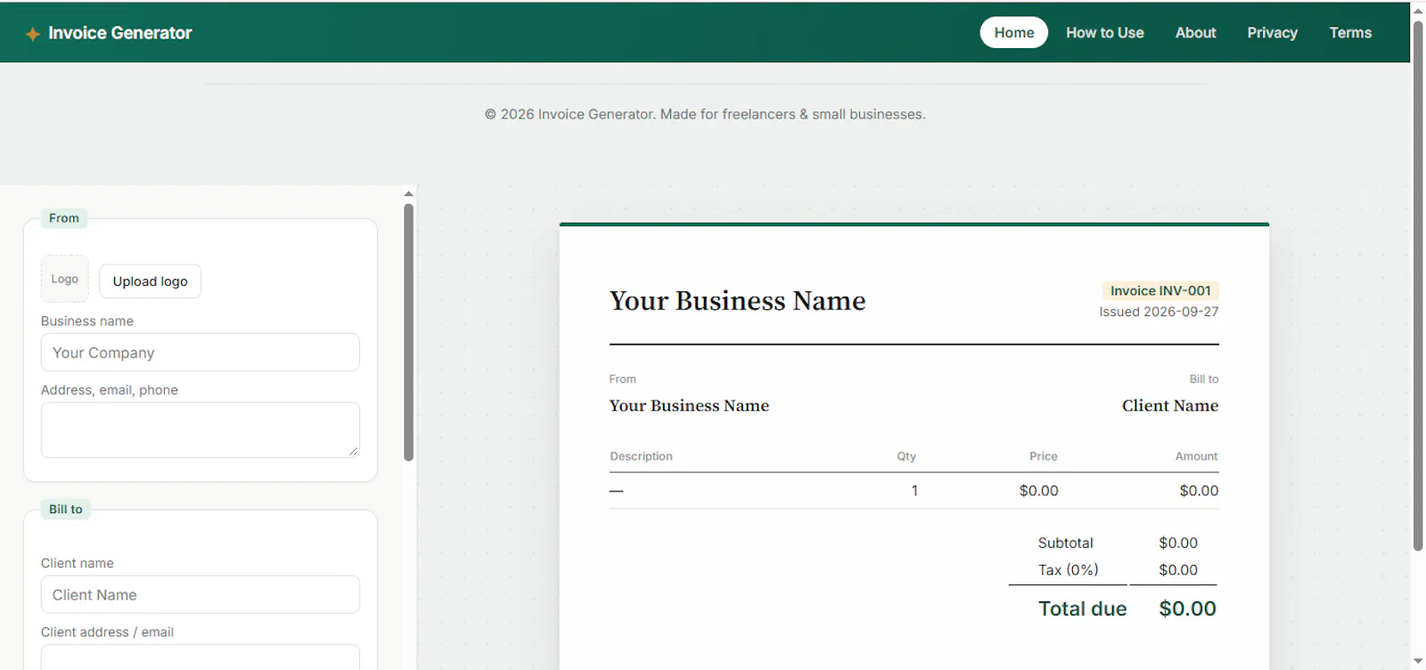 Free Invoice Generator screenshot 3