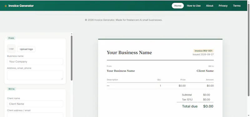 Free Invoice Generator screenshot 3