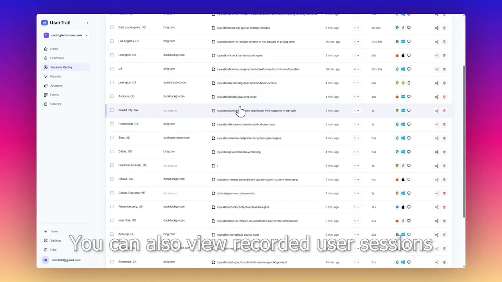 UserTrail screenshot 1 (video preview)
