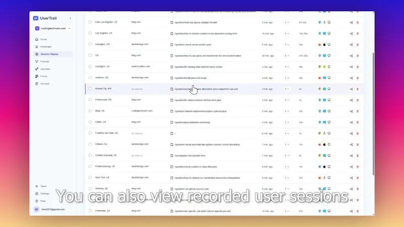 UserTrail screenshot 1 (video preview)