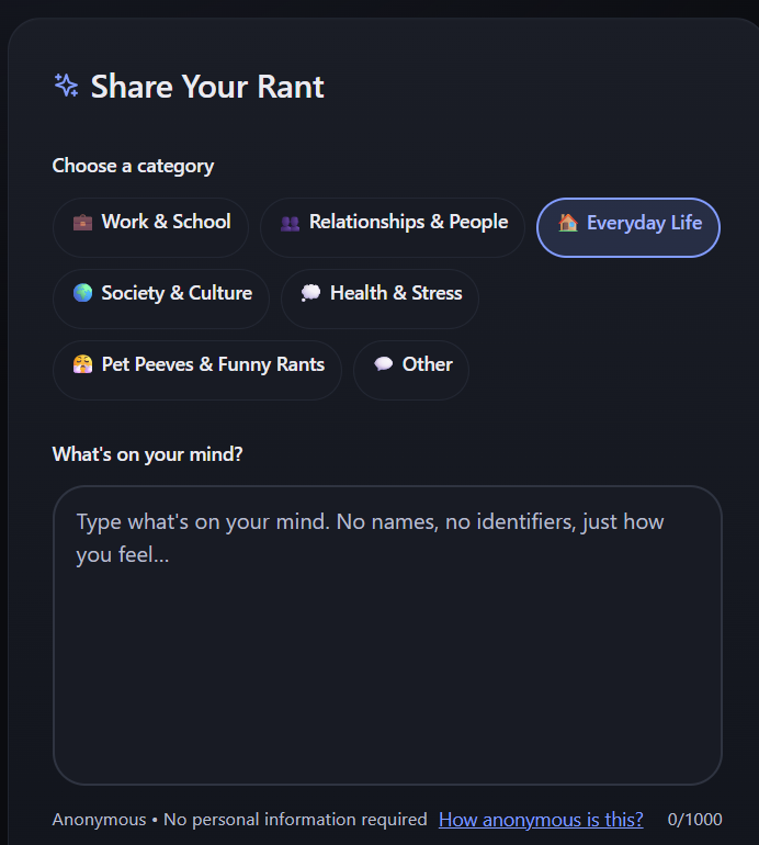 RantRam - Screenshot 2 showing product features and functionality