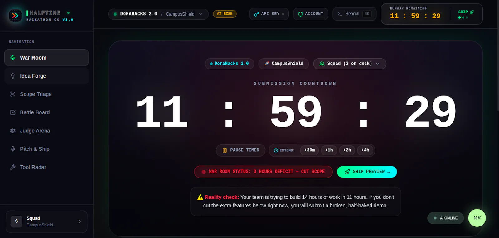 HALFTIME — Stop. Recalculate. Ship. screenshot 2