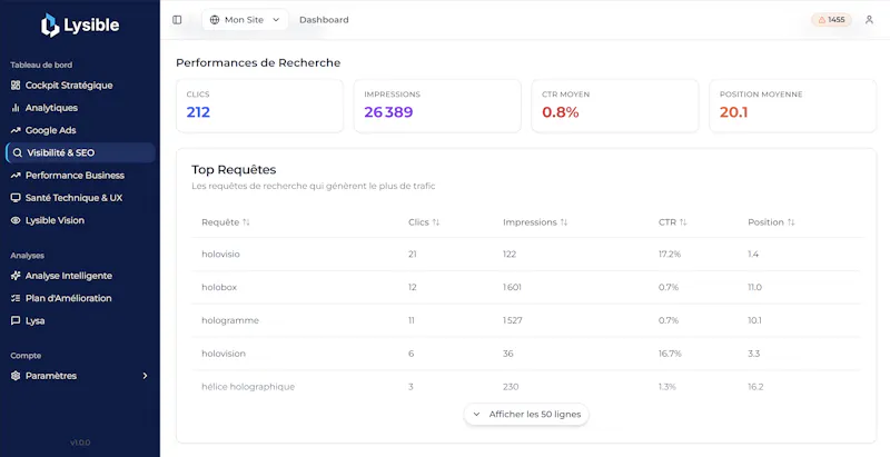 Lysible - Outil d'Analyse de Données Web screenshot 3