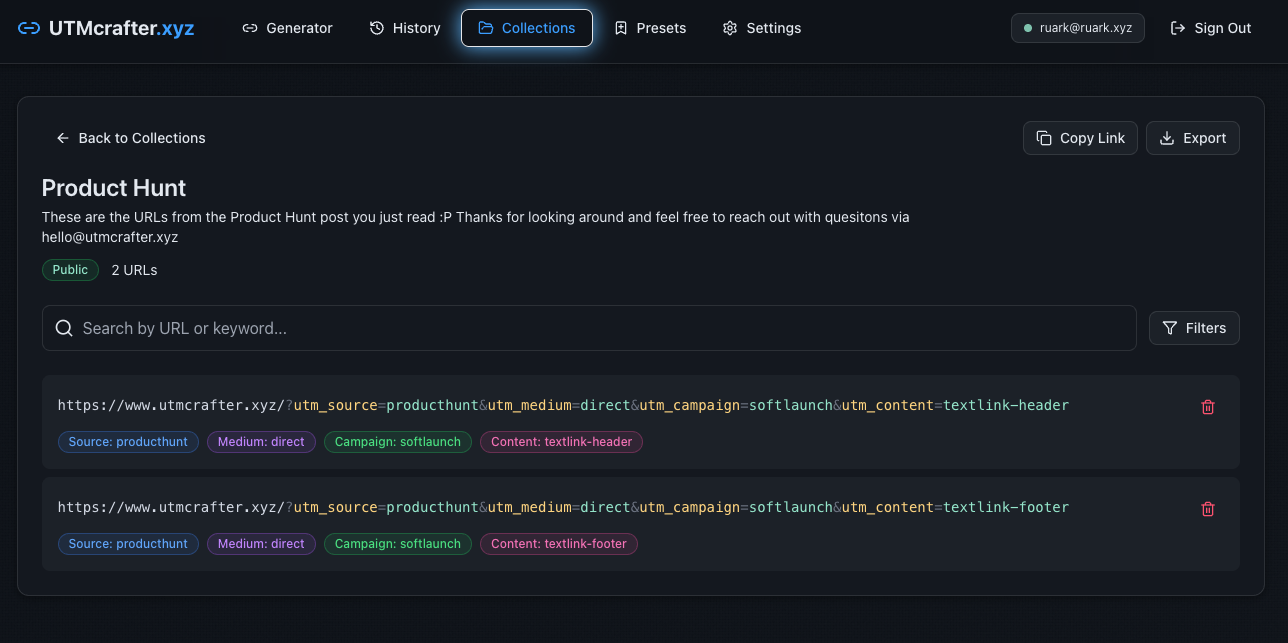 UTMcrafter - Screenshot 3 showing product features and functionality