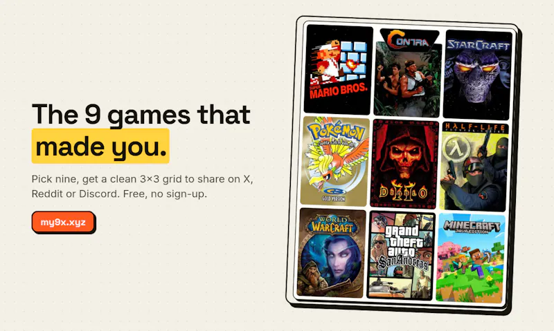 my9x — 9 Games That Made Me screenshot 1