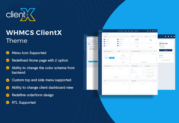 ClientX WHMCS Тема клиентской области - Установите свой профессиональный веб -сайт с темой ClientX медиа 1