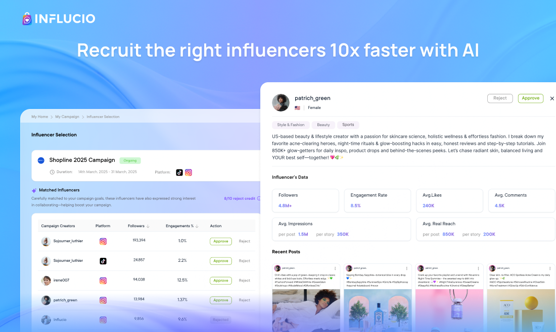Influcio - Main product screenshot demonstrating key features and user interface