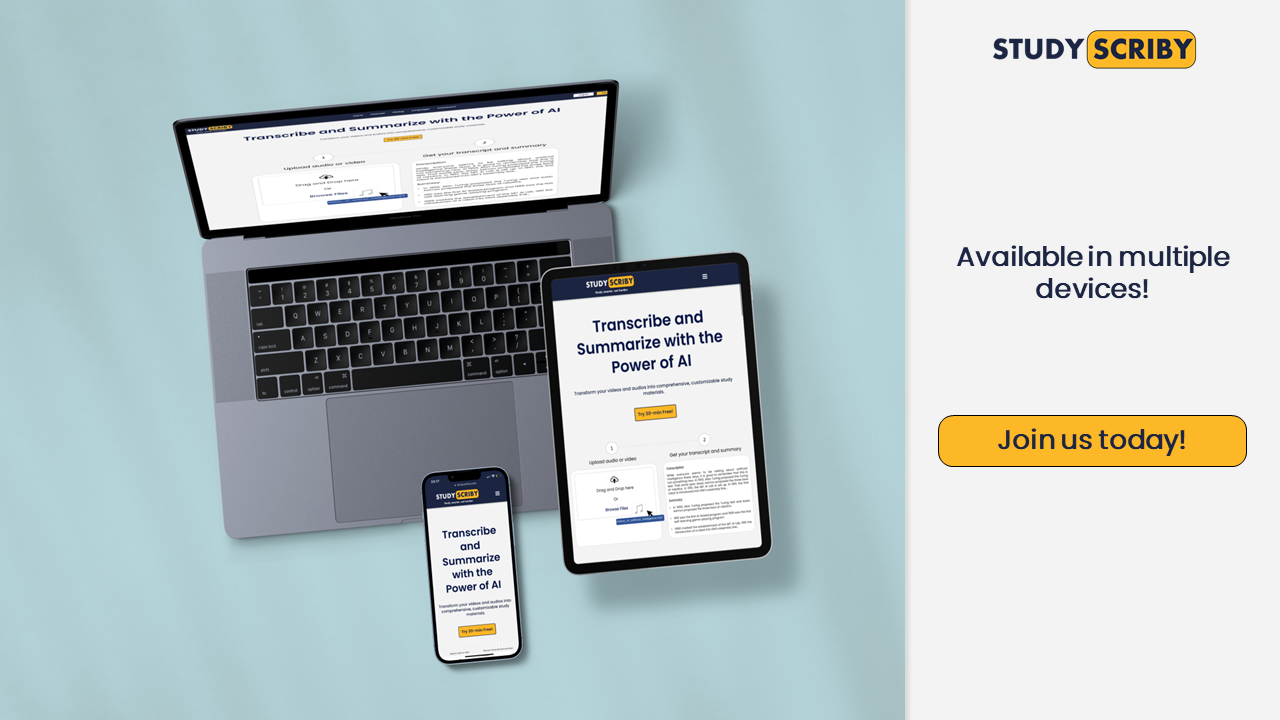 Mídia 5 de StudyScripty - Transforme seus vídeos de palestras para estudar materiais em minutos