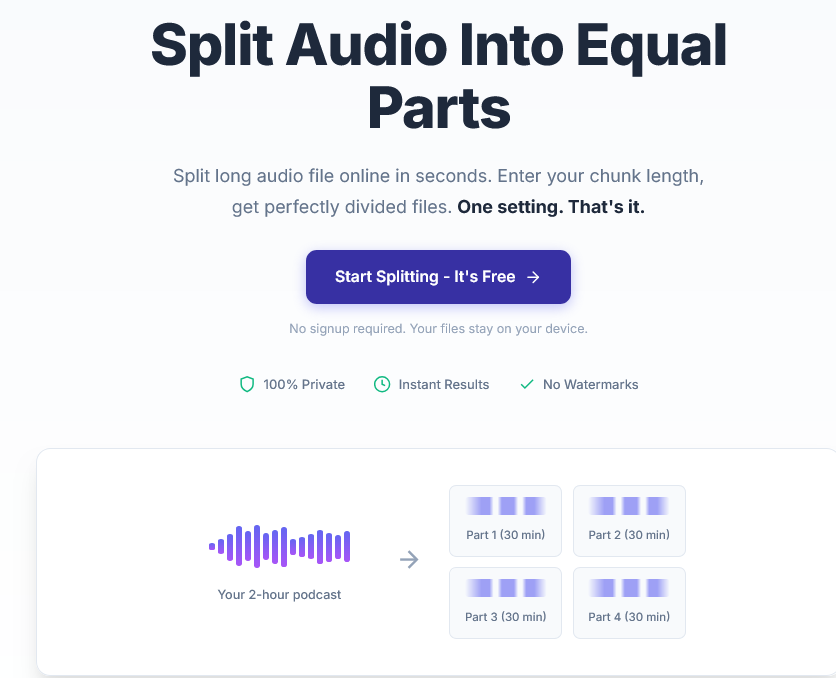ChunkAudio - Main product screenshot demonstrating key features and user interface