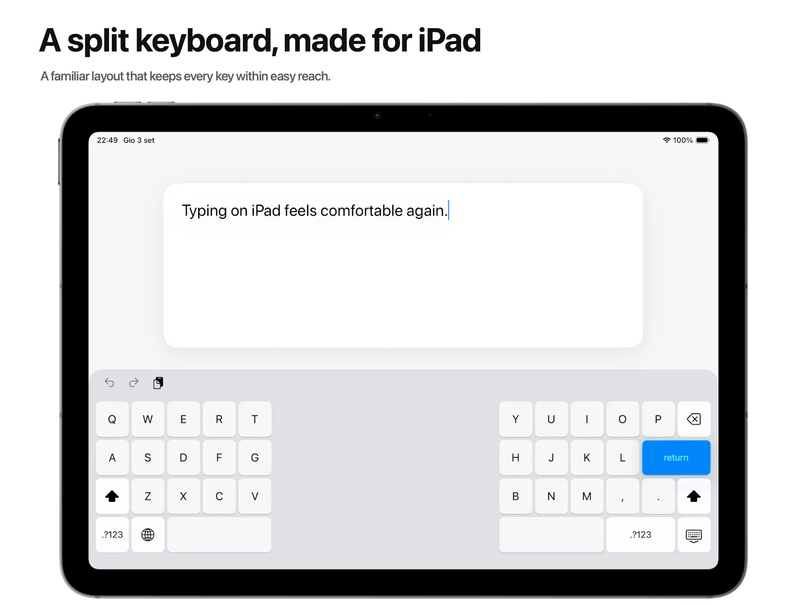 Split Keyboard for iPad screenshot 1