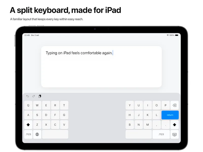 Split Keyboard for iPad screenshot 1