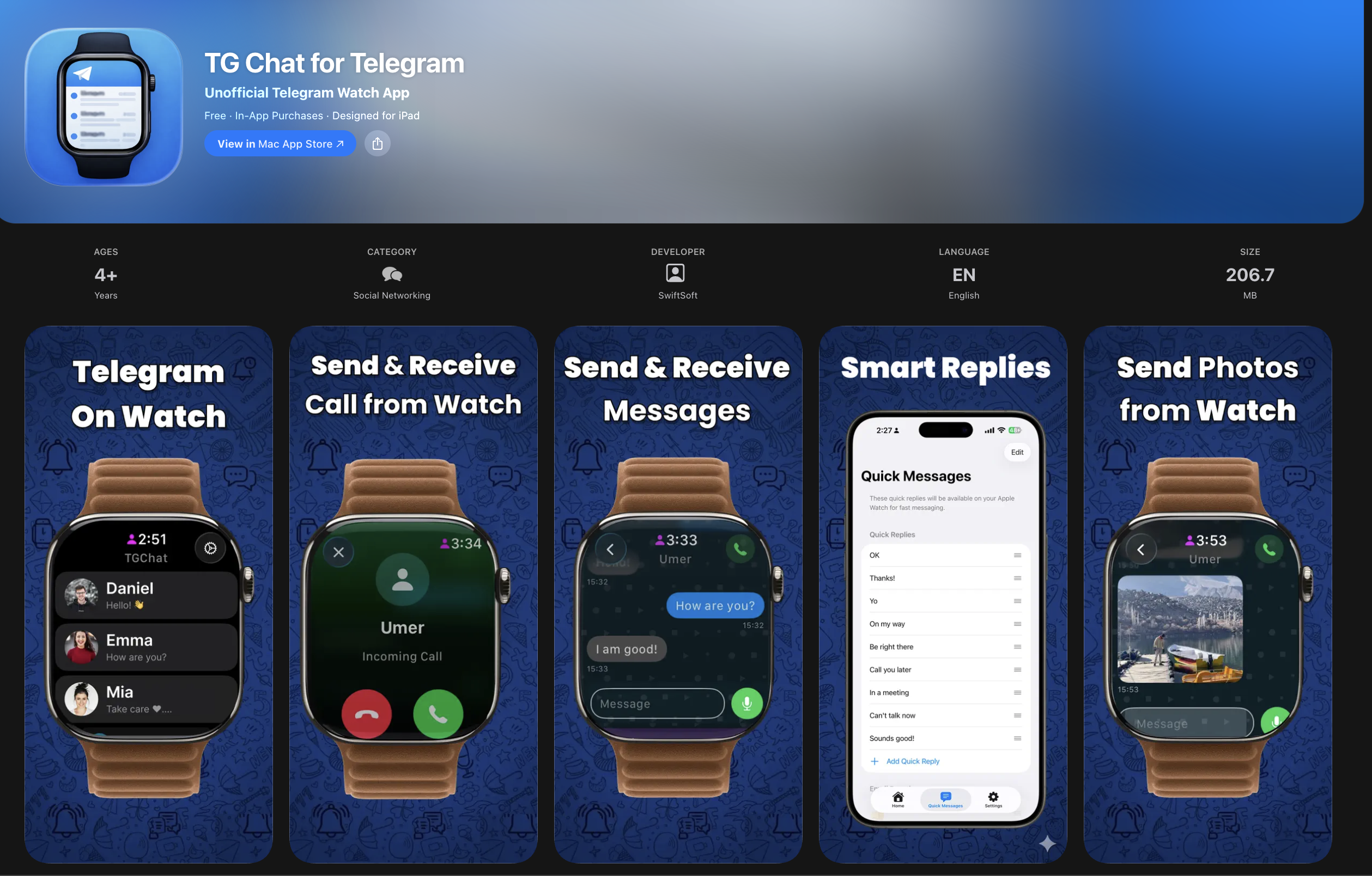 TG Chat - Telegram on your Apple Watch gallery image