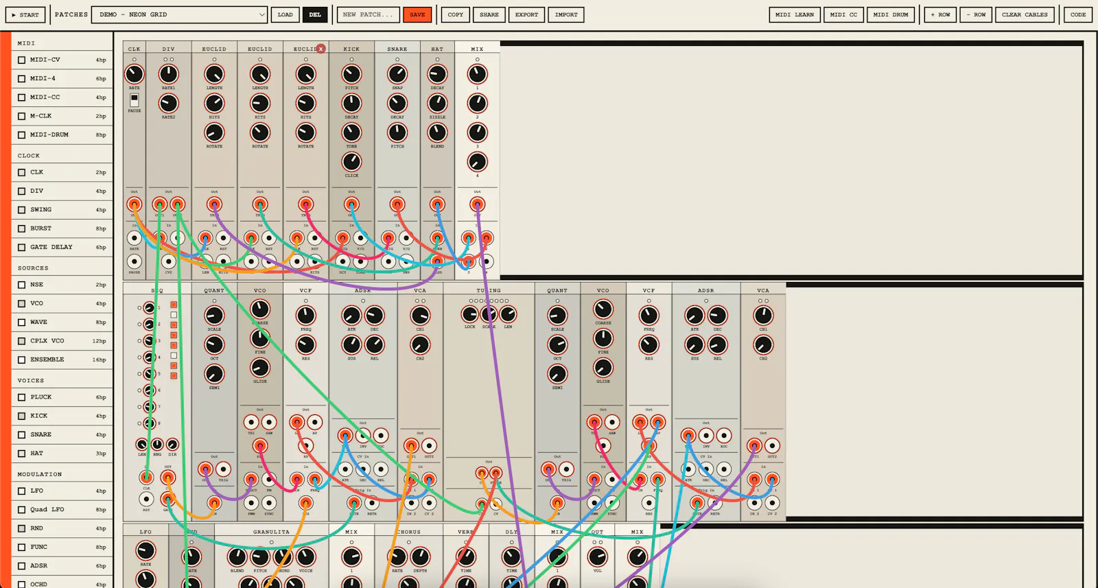 Eurorack JS screenshot 3