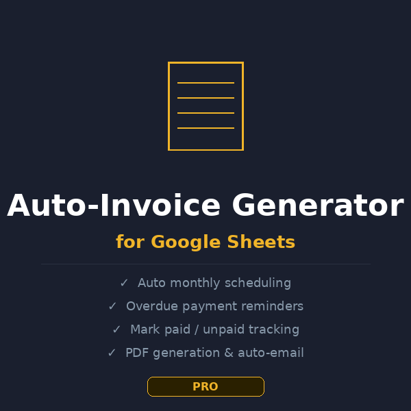 Auto-Invoice Generator for Google Sheets - Screenshot 2 showing product features and functionality