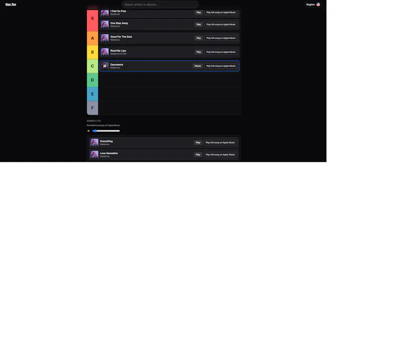tier.fm screenshot 1