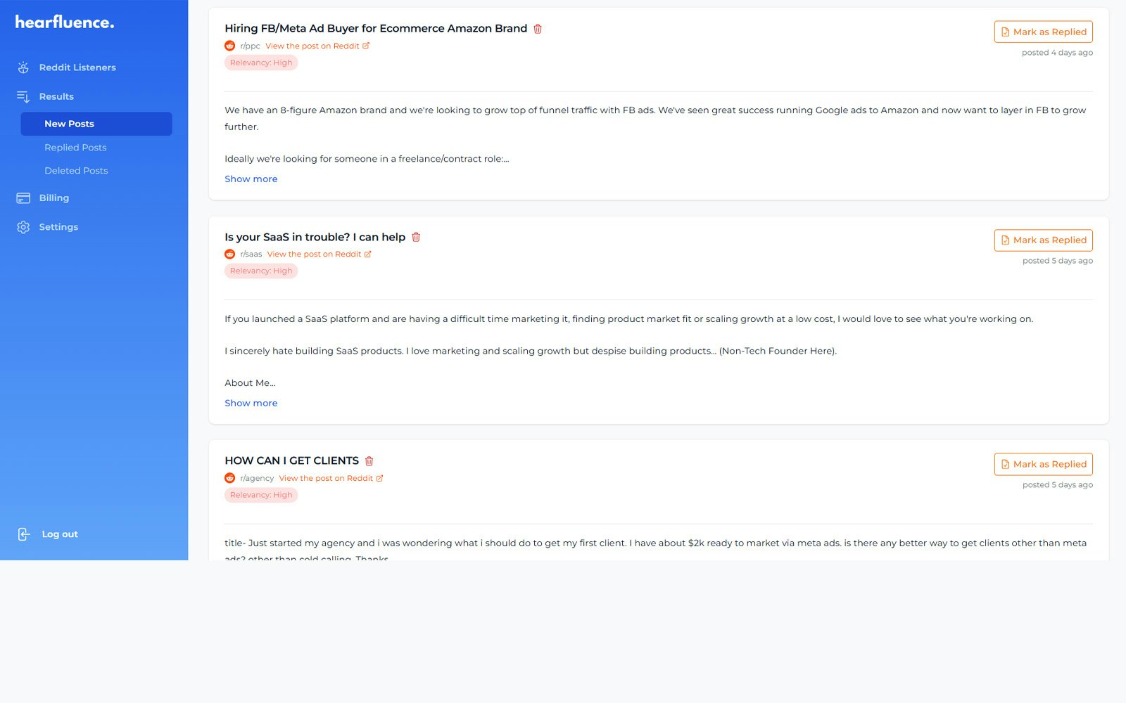 Média heurtfluence - Obtenez des leads Hot Reddit livrés dans votre boîte de réception maintenant 5