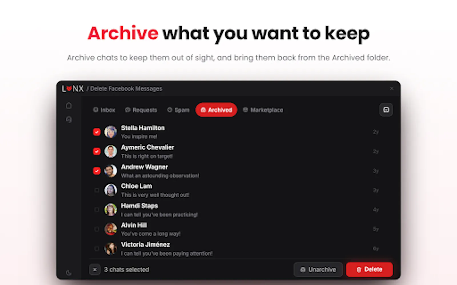 Lynx | Delete Facebook Messages screenshot 3