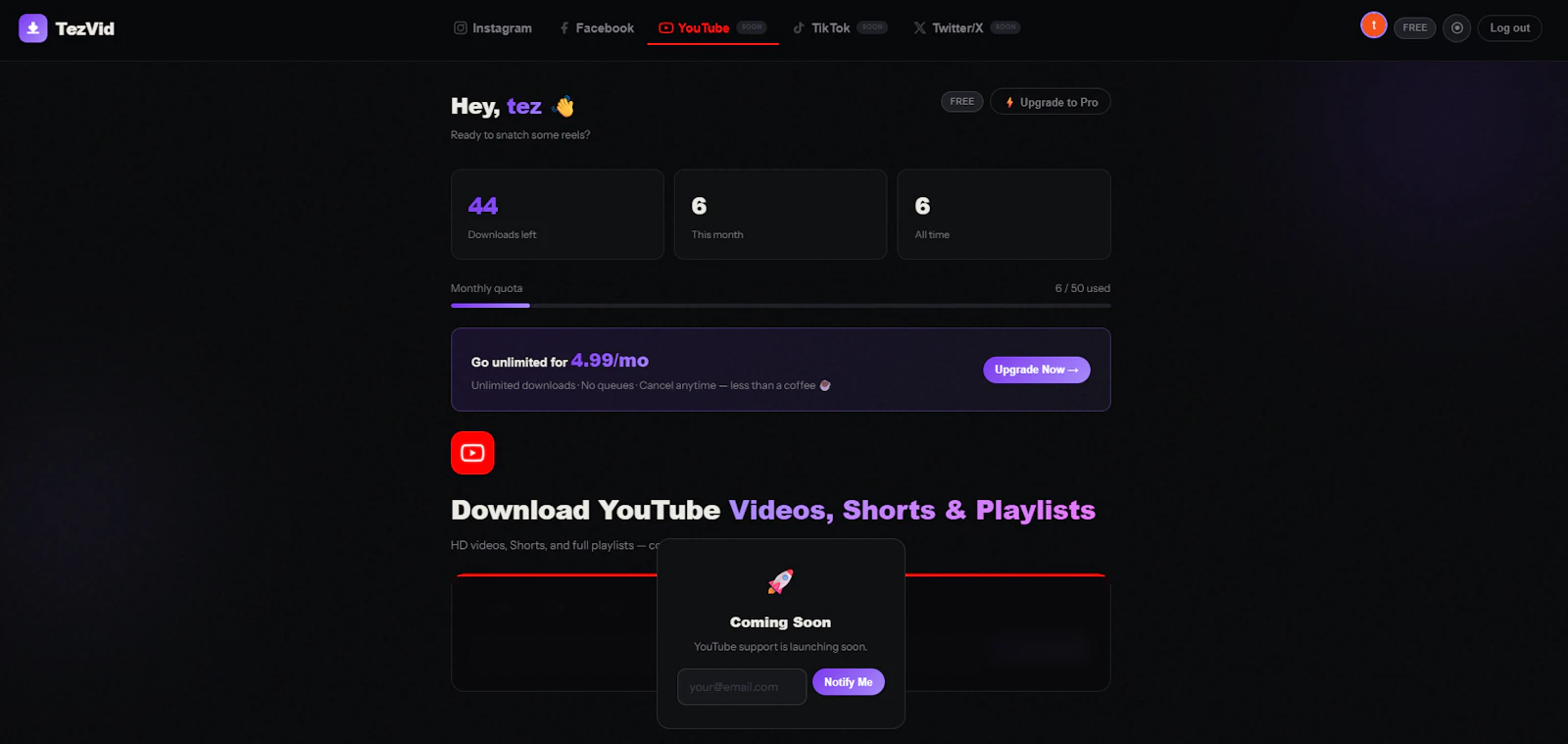 TezVid-Free Insta, FB, YT Video Download screenshot 8