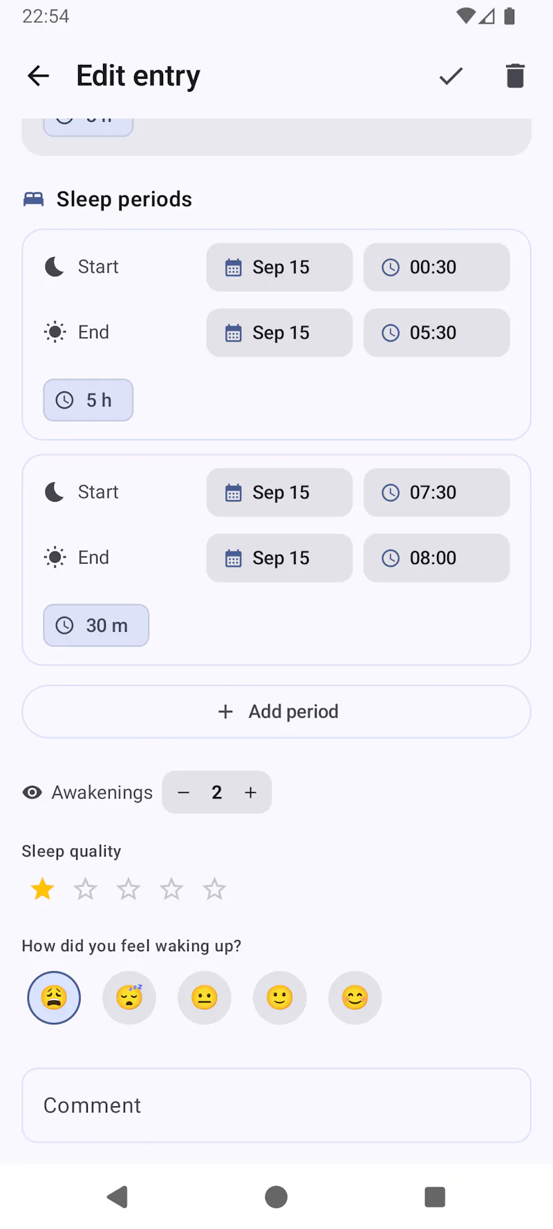 Sleep Diary screenshot 2