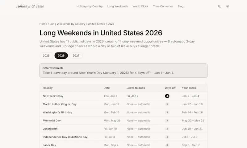 Holidays & Time screenshot 2