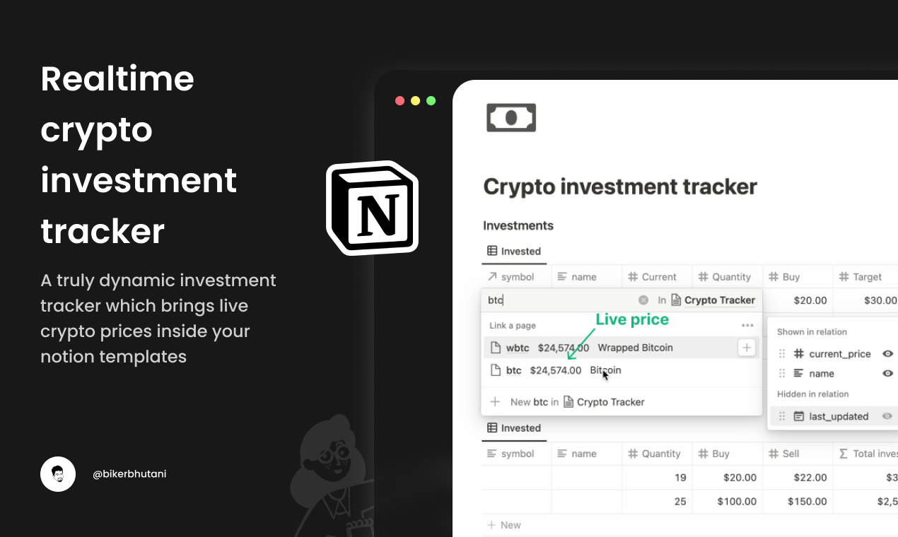 Tracker di investimenti crittografici in tempo reale