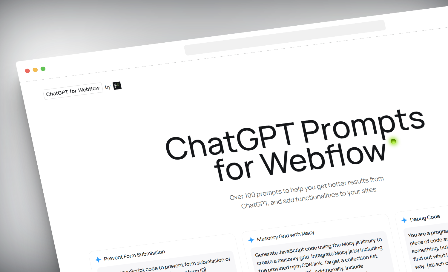 Webflow için chatgpt istemleri - Webflow'da işlevler eklemek için 100 istem medya 5