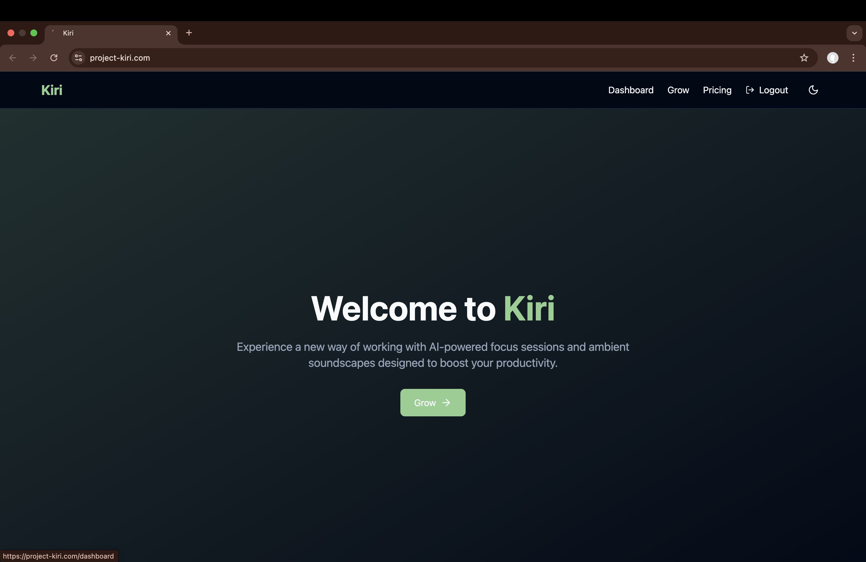 Kiri - Focus Timer - Main product screenshot demonstrating key features and user interface