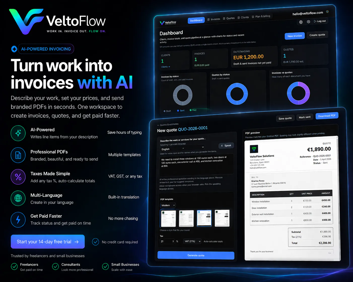 Veltoflow 제품 배너