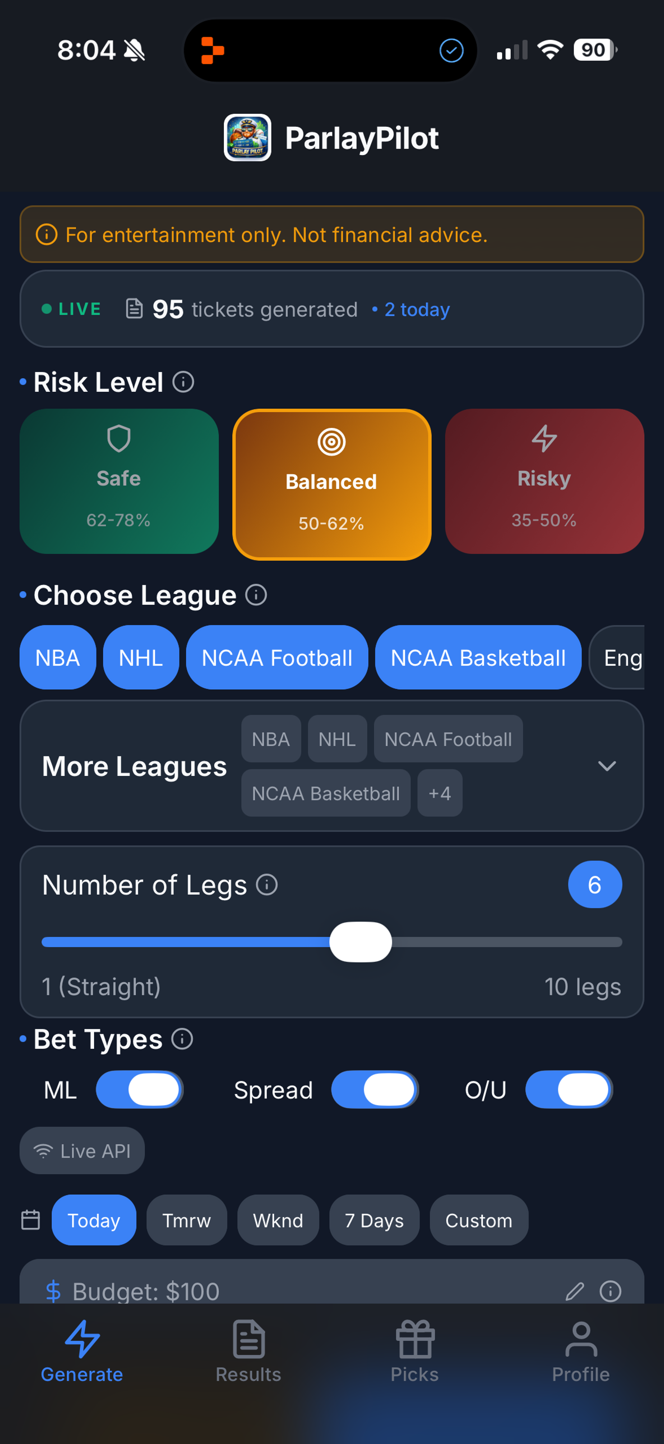 ParlayPilot - Screenshot 5 showing product features and functionality