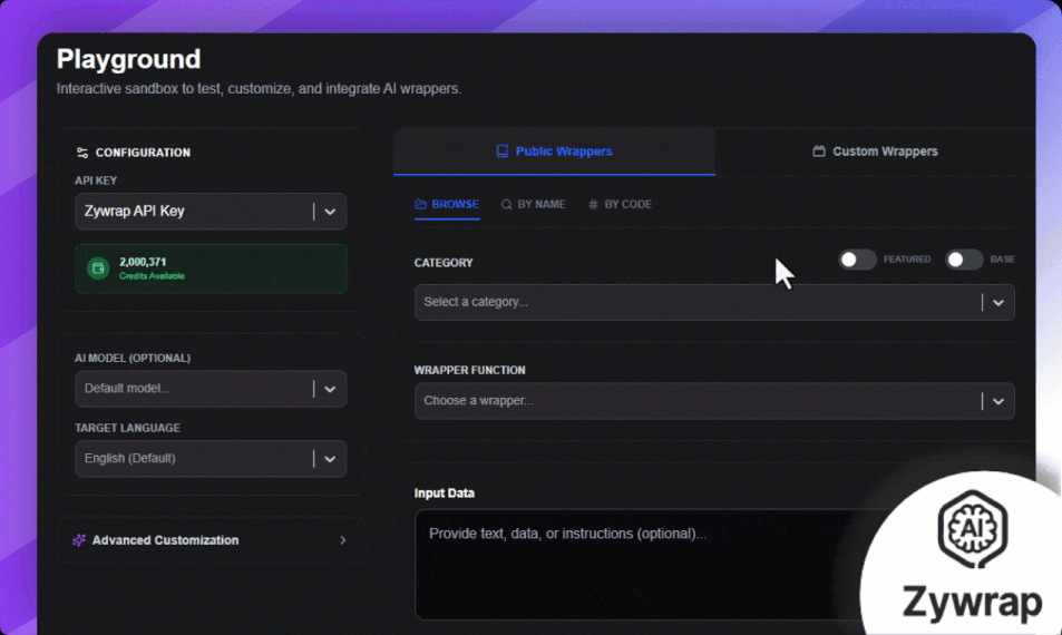 Zywrap - Main product screenshot demonstrating key features and user interface
