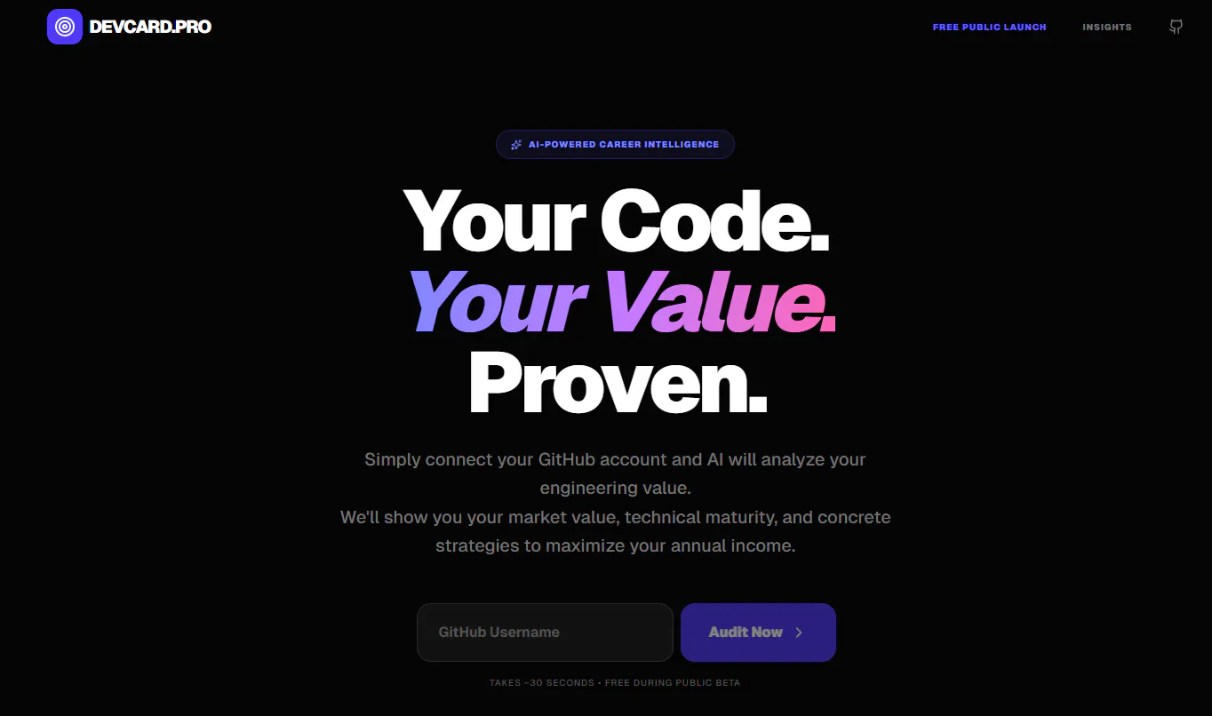 DevCard.Pro 项目横幅