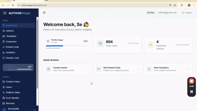 AuthorWidget screenshot 1 (video preview)