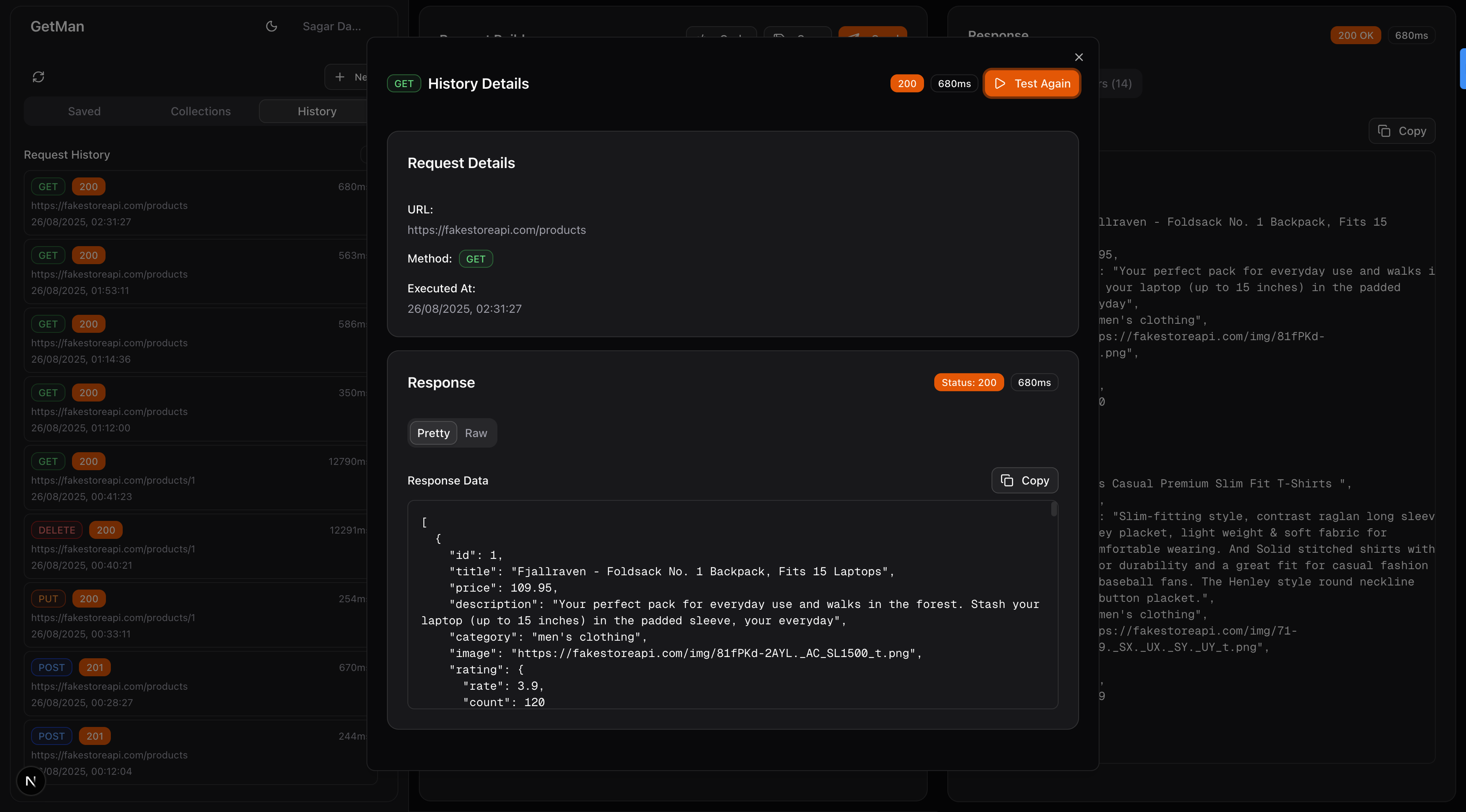 Mídia 3 de Getman - Painel de teste de API