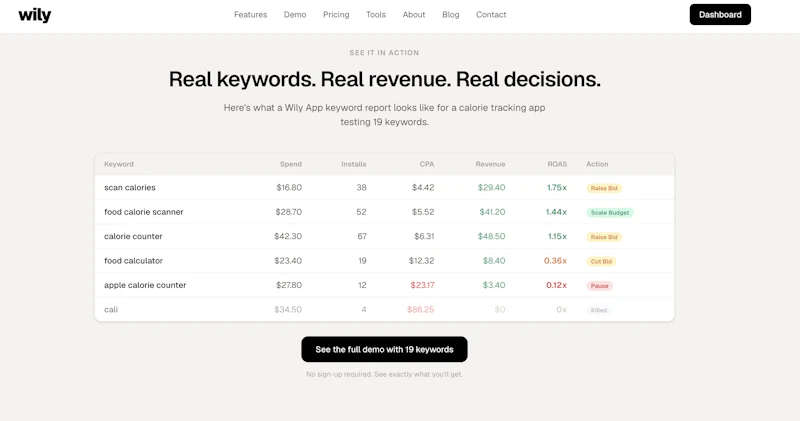 Wily Apple Search Ads keyword automation screenshot 3