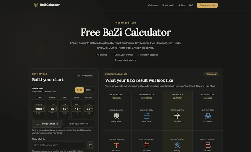 BaZi Calculator screenshot 2
