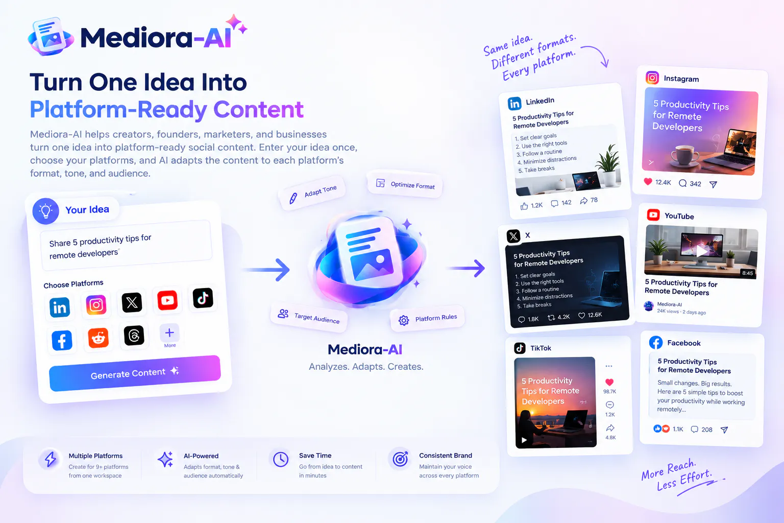 Mediora-AI - One Idea, Every Platform gallery image