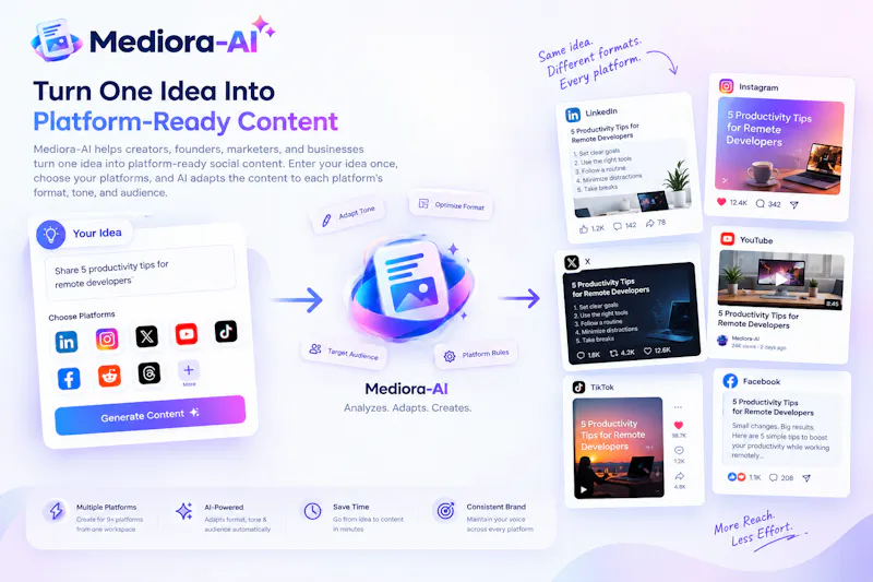 Mediora-AI - One Idea, Every Platform screenshot 1