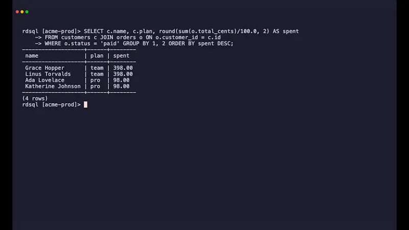 rdsql screenshot 1 (video preview)