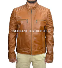 Mens Motorcycle Tan Leather Jacket gallery image