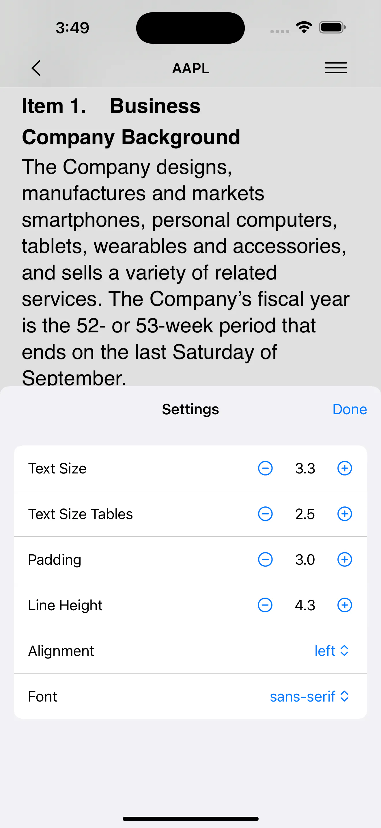 10-K Reader App gallery image