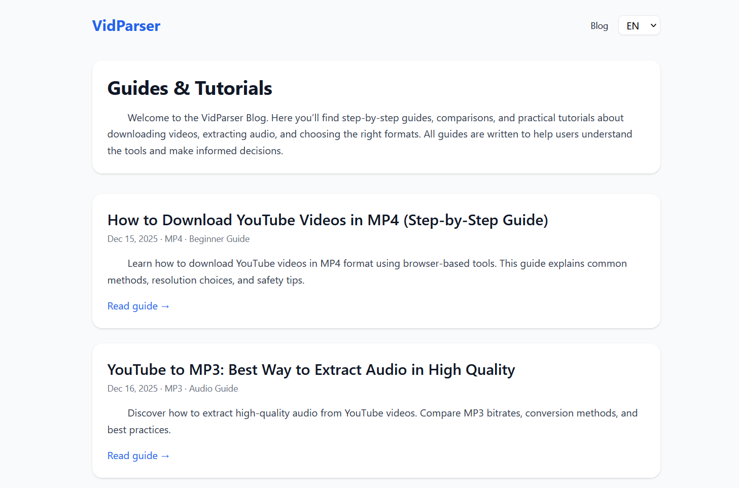 VidParser - Screenshot 2 showing product features and functionality