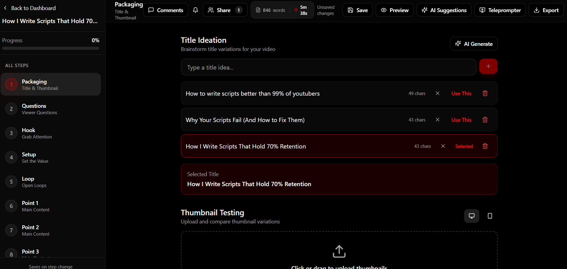 YouScript.io - Screenshot 2 showing product features and functionality