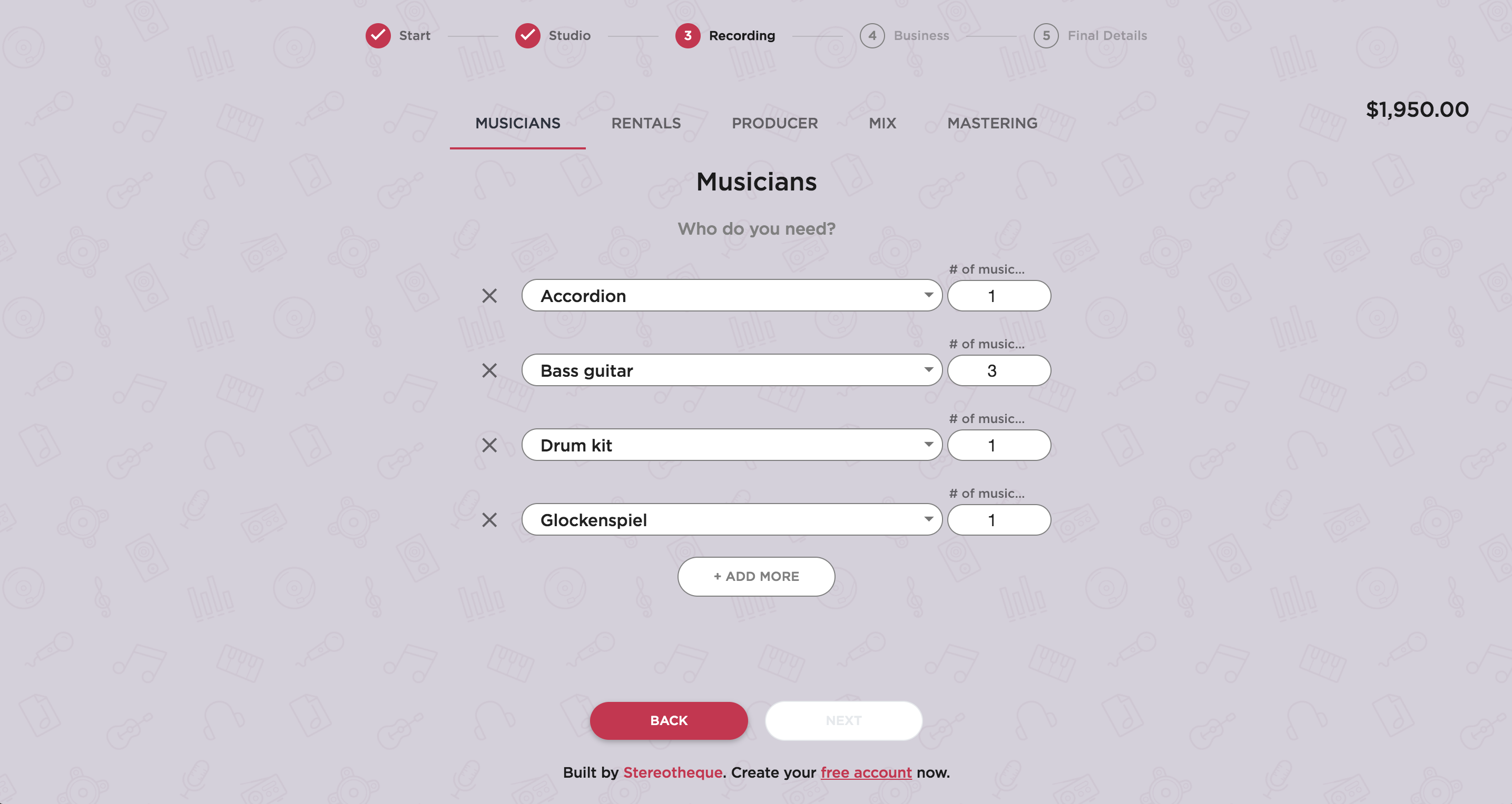 Music Project Budget Calculator gallery image